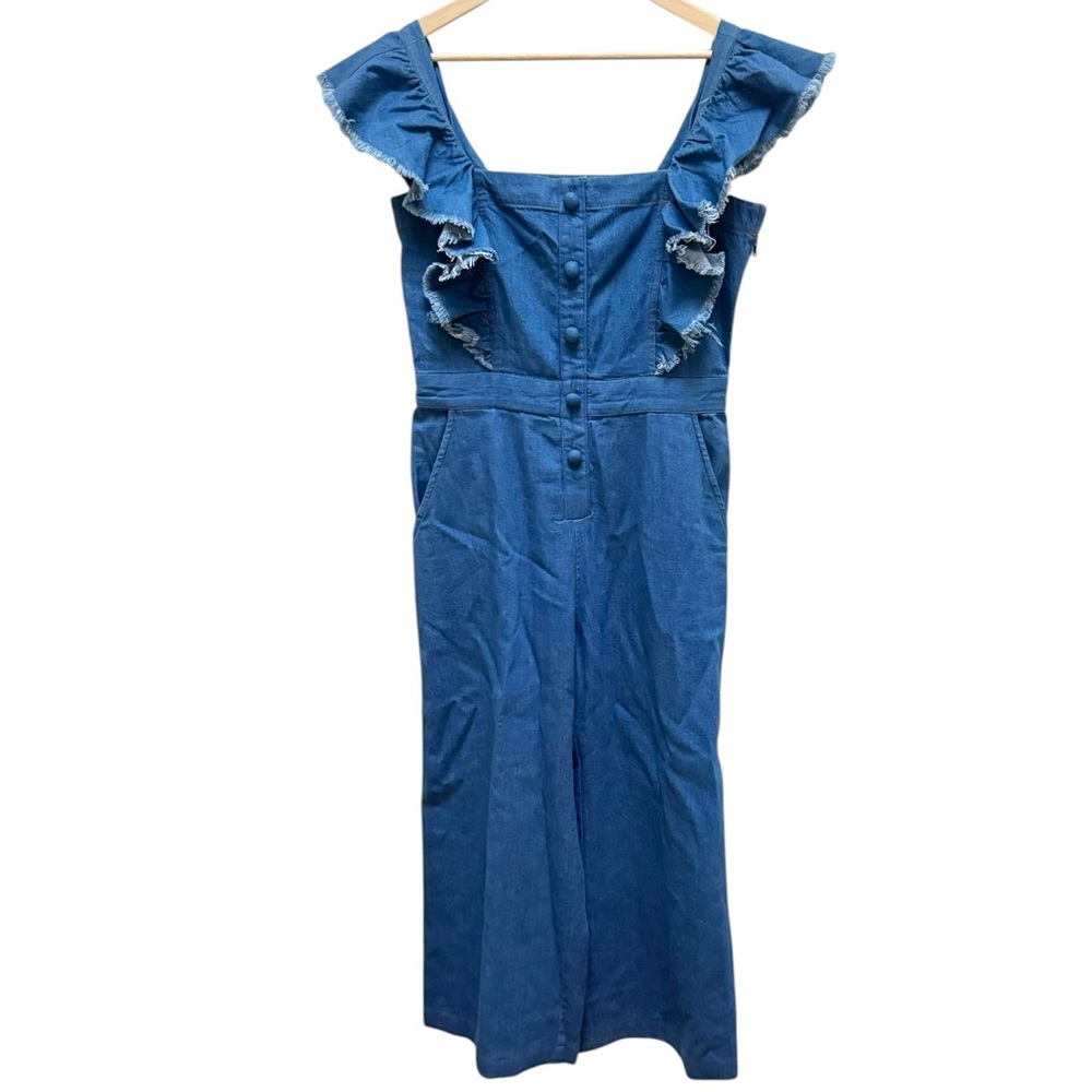 SEA NY Ruffled Shoulder Denim Jumpsuit - Picture 7 of 13